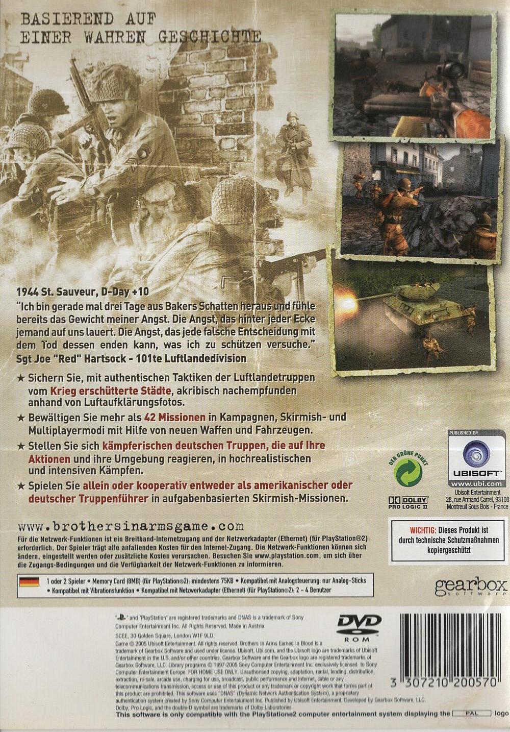 Brothers in Arms: Earned in Blood - PlayStation 2 Rückseite