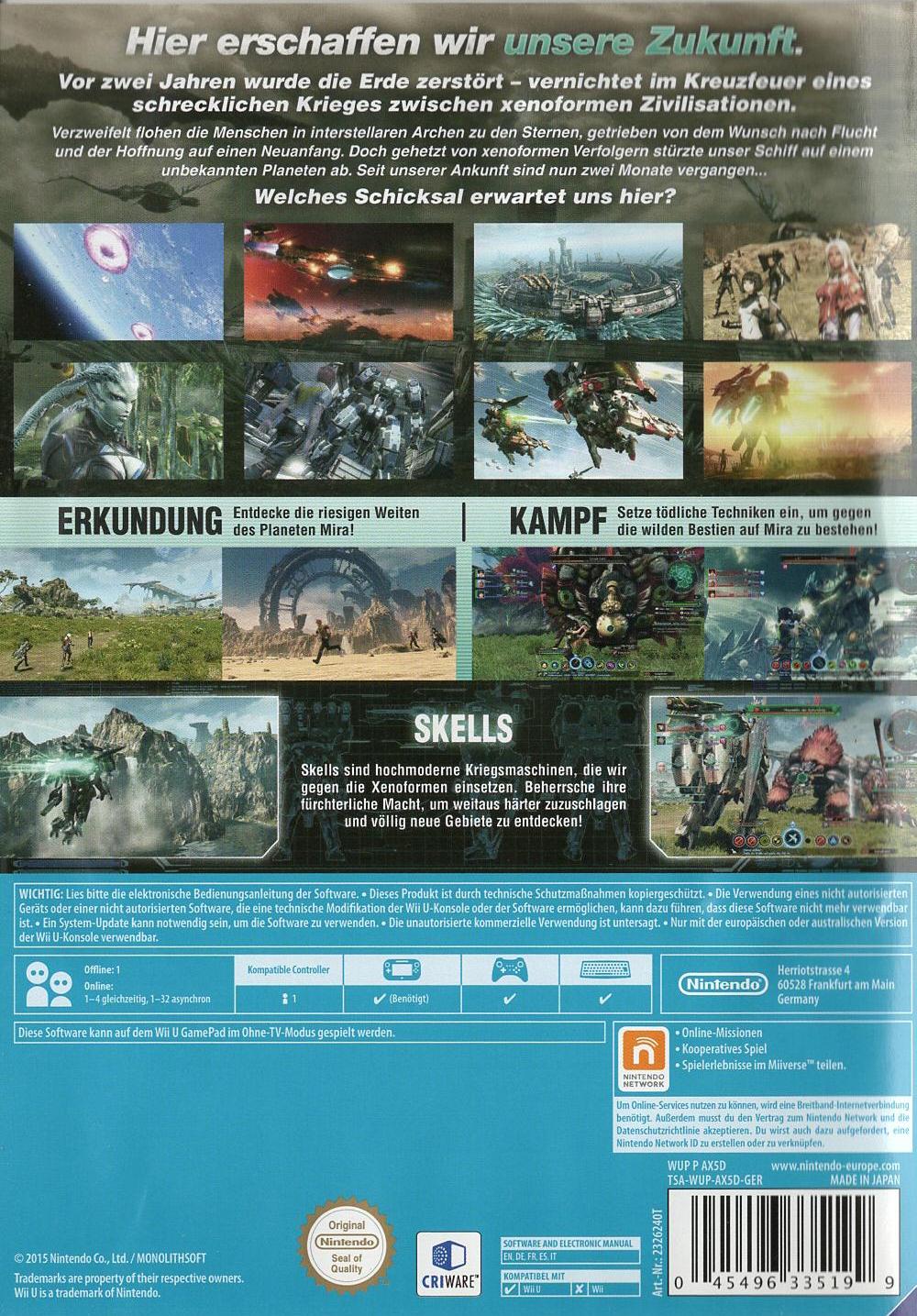 Xenoblade Chronicles X - Nintendo Wii U Rückseite