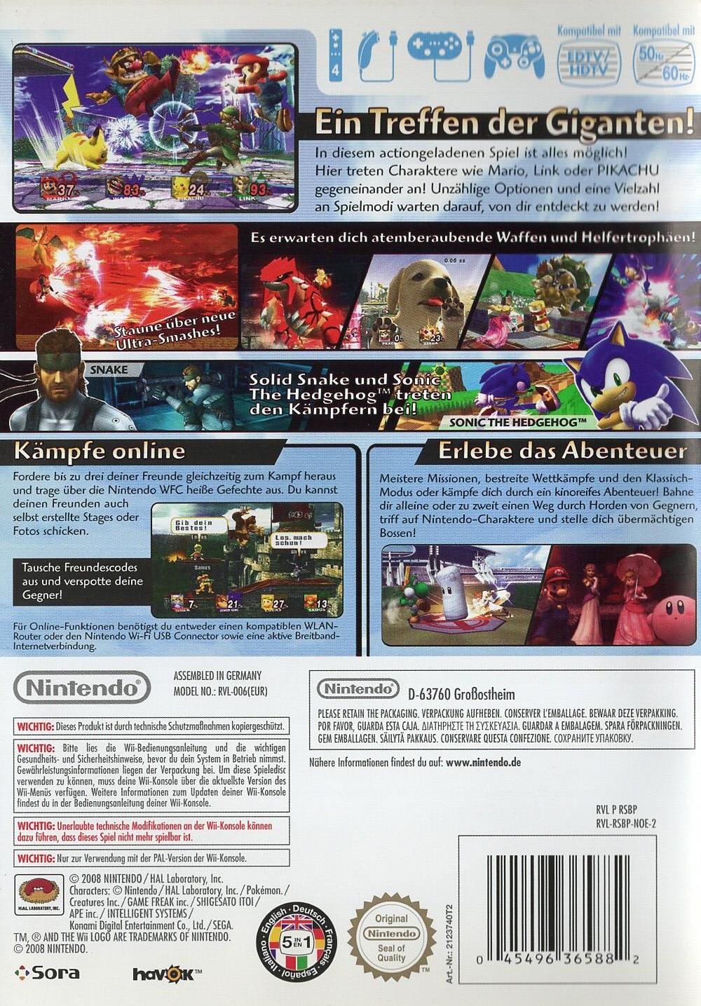 Super Smash Bros. Brawl - Nintendo Wii Rückseite