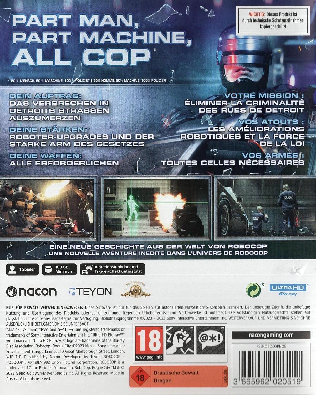 Robocop: Rogue City - PlayStation 5 Rückseite
