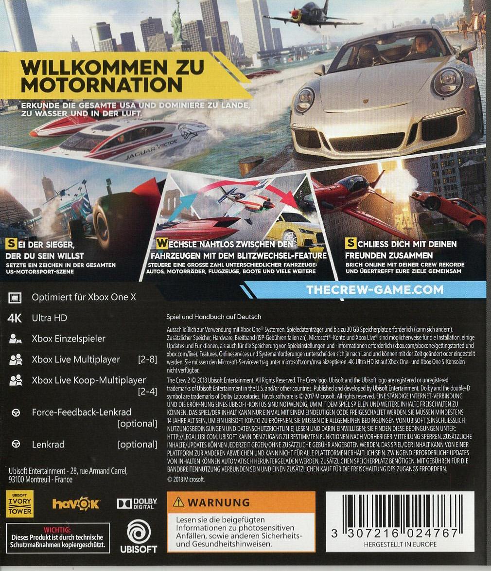 The Crew 2 - Xbox One Rückseite