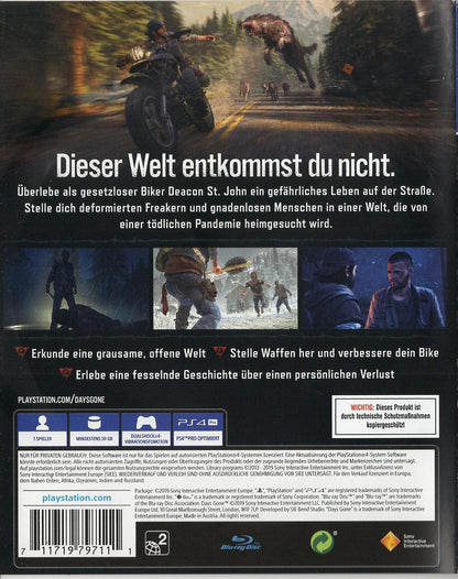 Days Gone - PlayStation 4 Rückseite