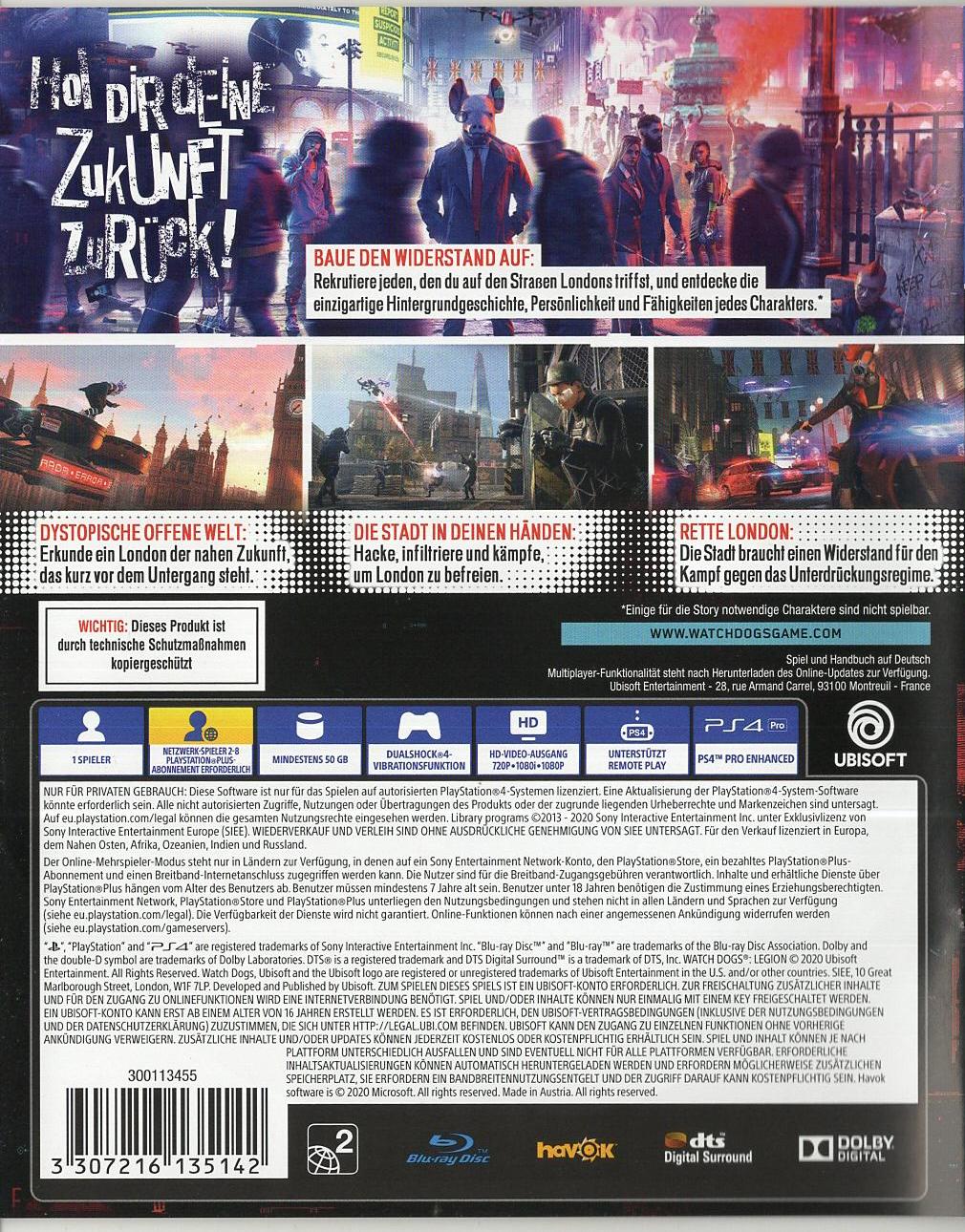 Watch Dogs: Legion - PlayStation 4 Rückseite