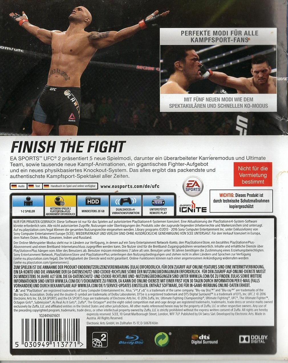 UFC 2 - PlayStation 4 Rückseite