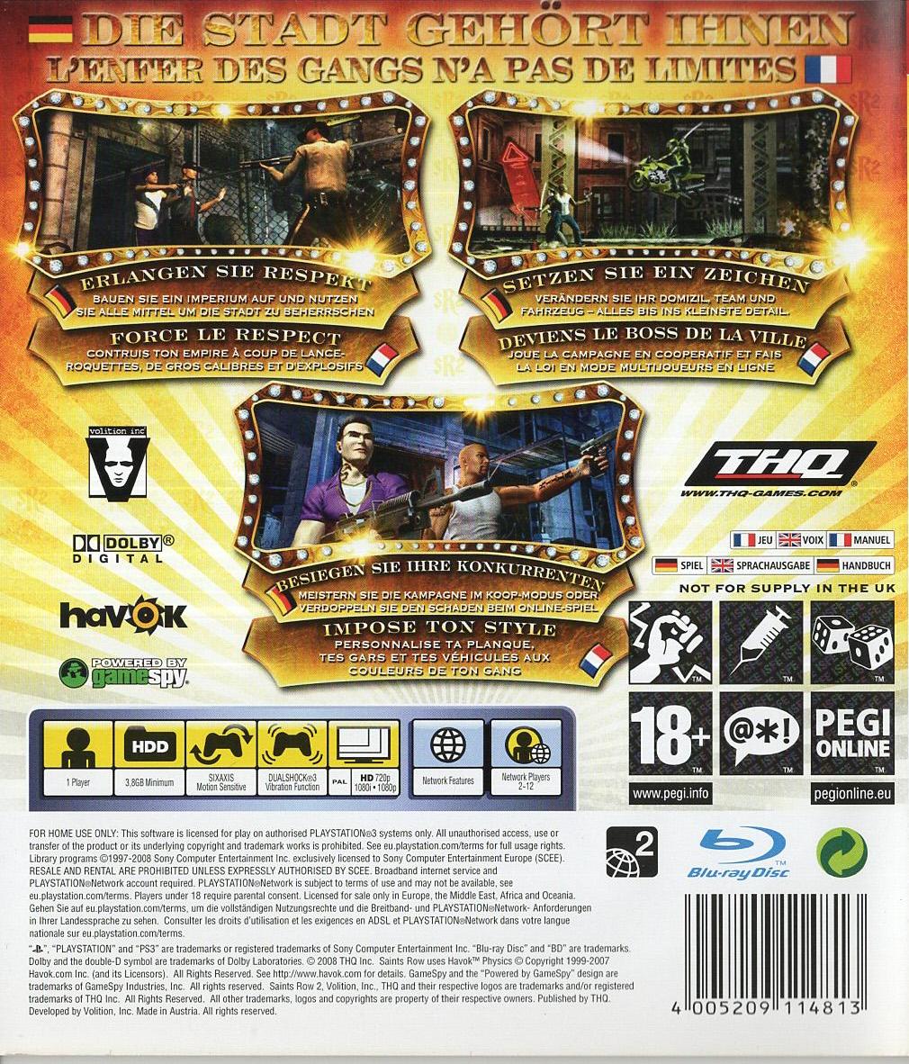 Saints Row 2 - PlayStation 3 Rückseite