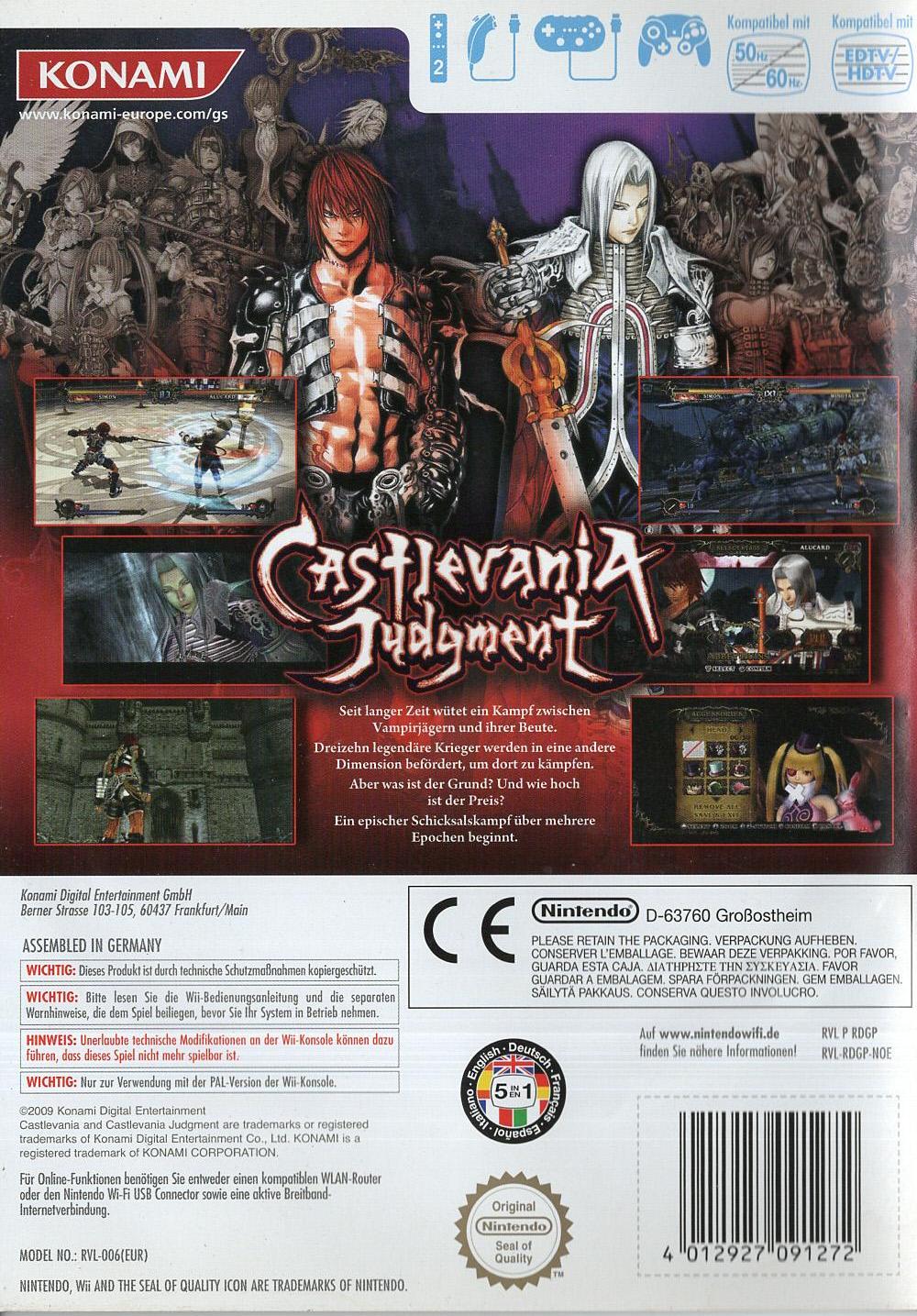 Castlevania Judgment - Nintendo Wii Rückseite