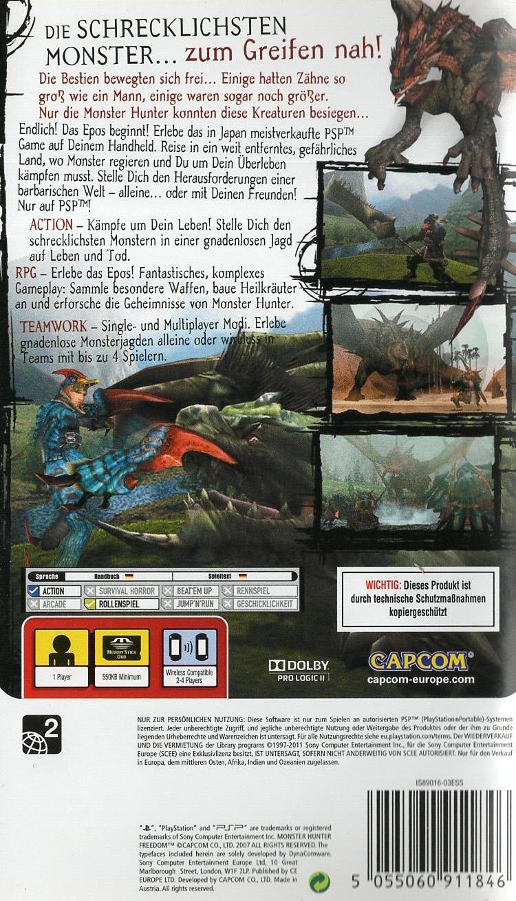 Monster Hunter Freedom - PlayStation Portable Rückseite
