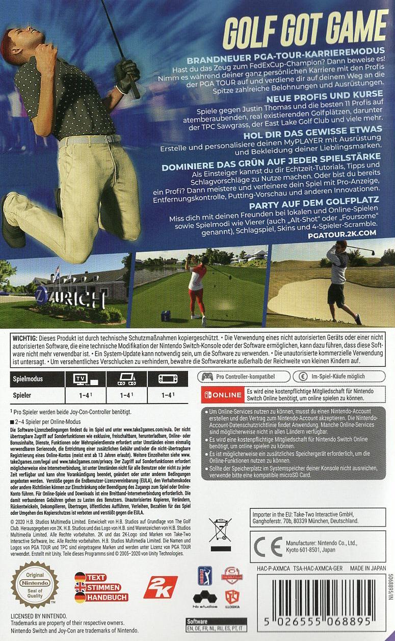 PGA Tour 2K21 - Nintendo Switch Rückseite
