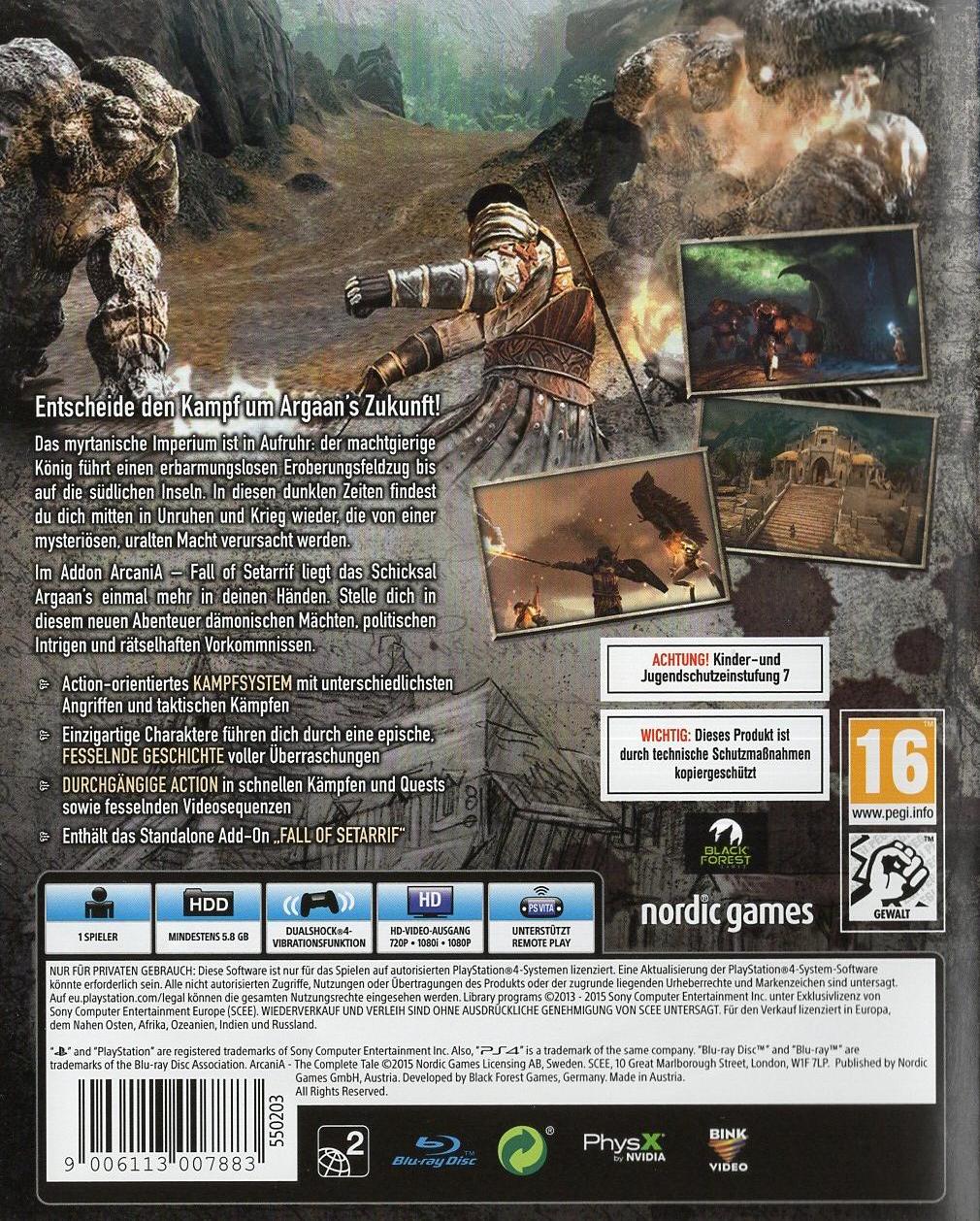 Arcania: The Complete Tale - PlayStation 4 Rückseite