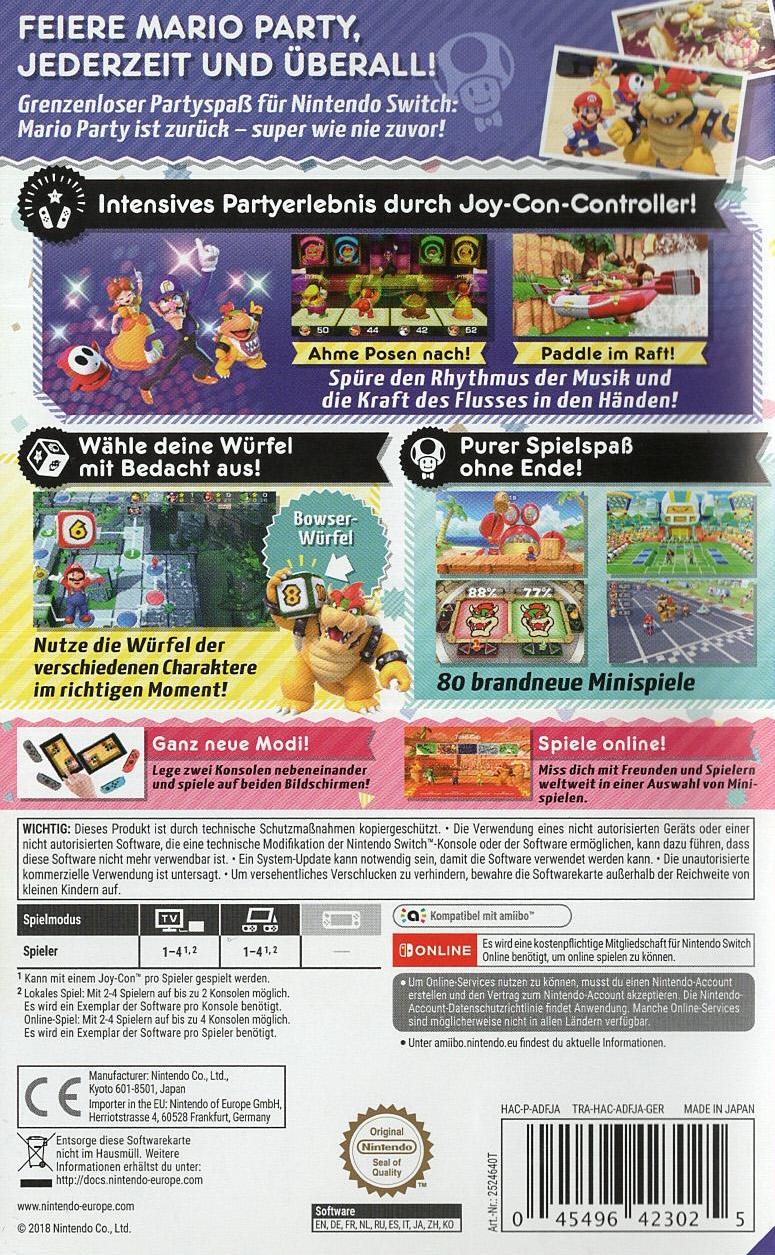 Super Mario Party - Nintendo Switch Rückseite