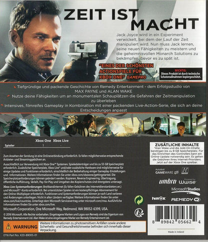 Quantum Break - Xbox One Rückseite