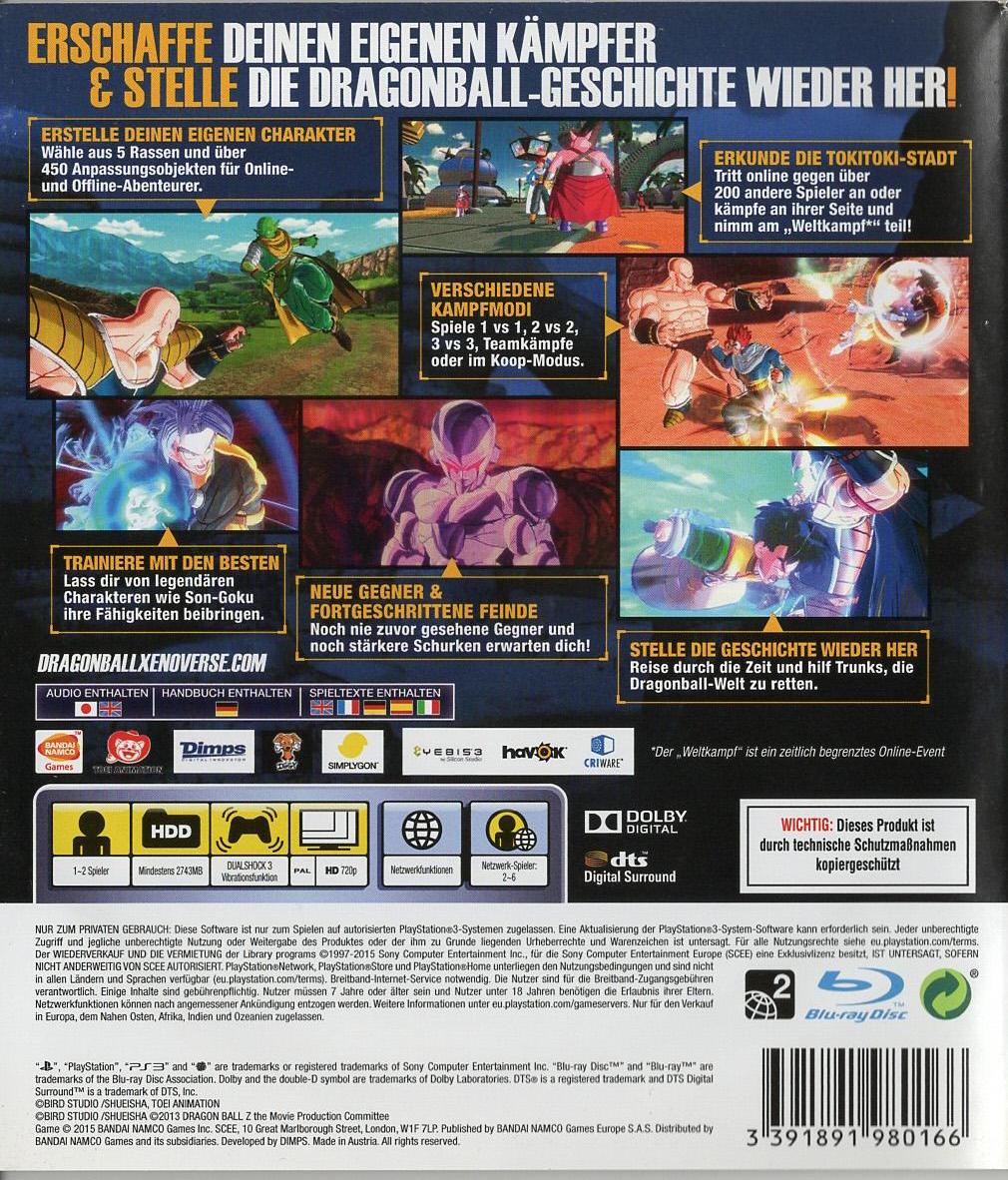 Dragon Ball Xenoverse - PlayStation 3 Rückseite