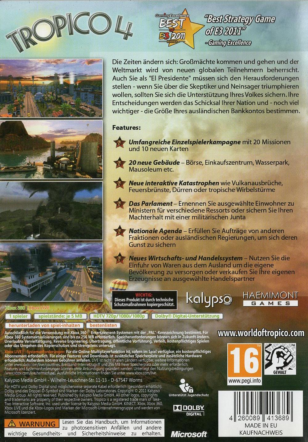Tropico 4 - Xbox 360 Rückseite
