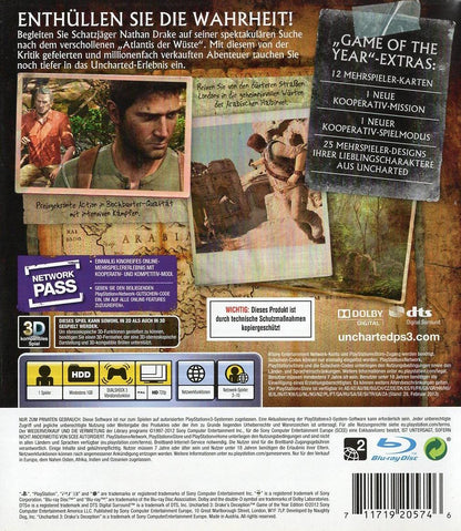 Uncharted 3: Drake's Deception - PlayStation 3 Rückseite