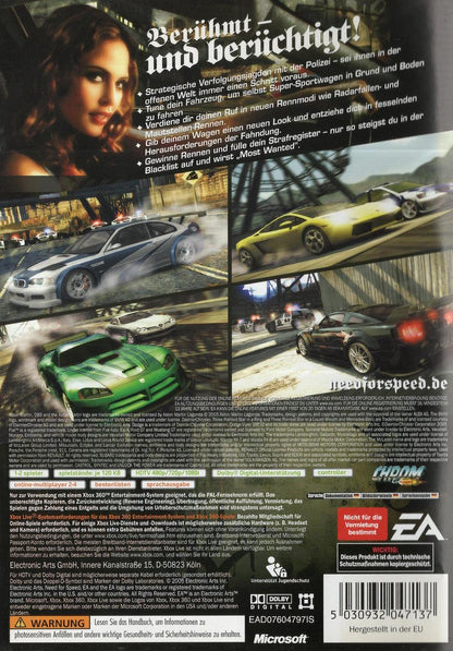 Need for Speed: Most Wanted - Xbox 360 Rückseite