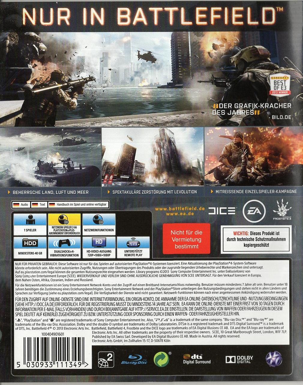 Battlefield 4 - PlayStation 4 Rückseite