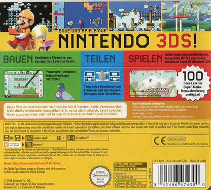 Super Mario Maker for Nintendo 3DS - Nintendo 3DS Rückseite