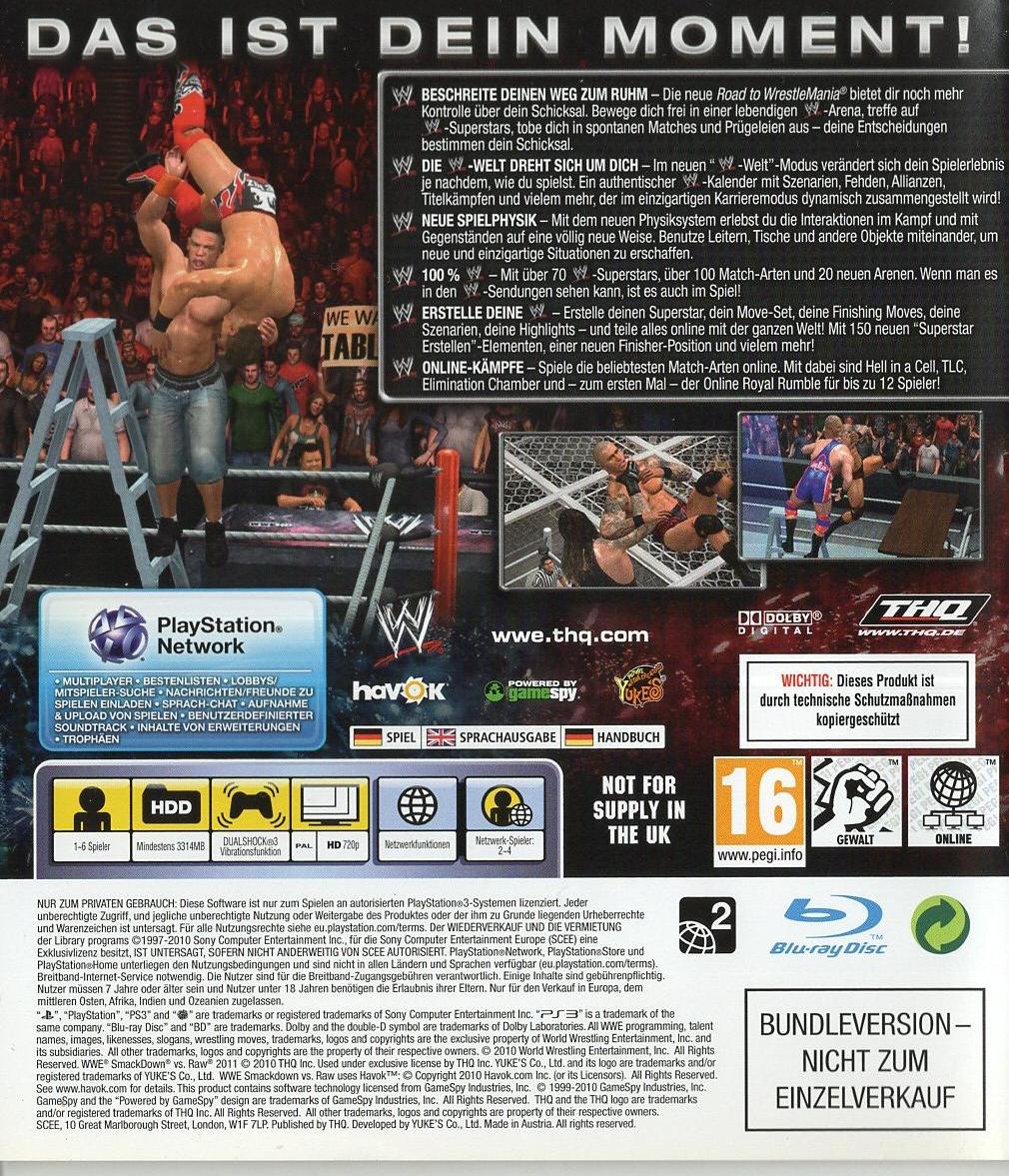 WWE SmackDown vs. Raw 2011 - PlayStation 3 Rückseite