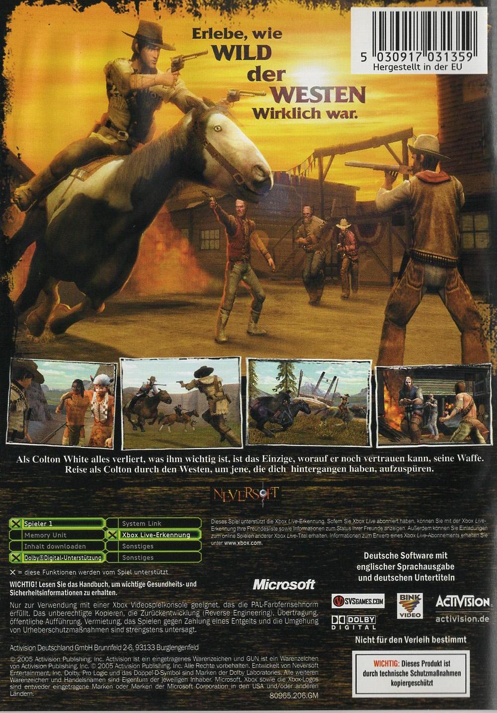 Gun - Xbox Rückseite