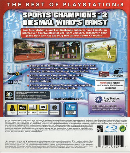 Sports Champions 2 - PlayStation 3 Rückseite