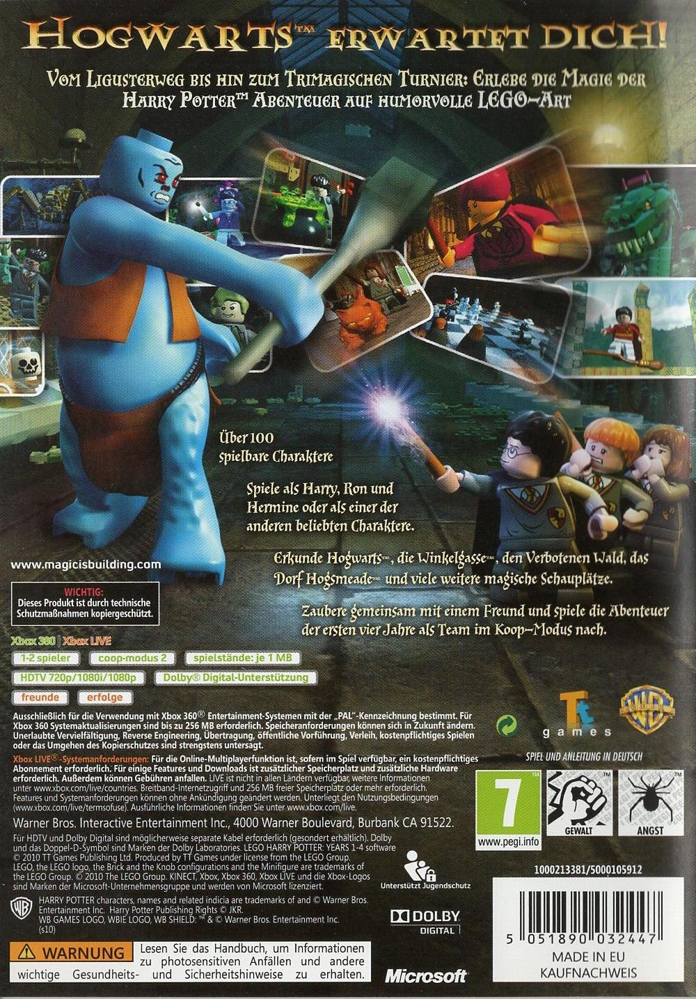 LEGO Harry Potter: Die Jahre 1-4 - Xbox 360 Rückseite