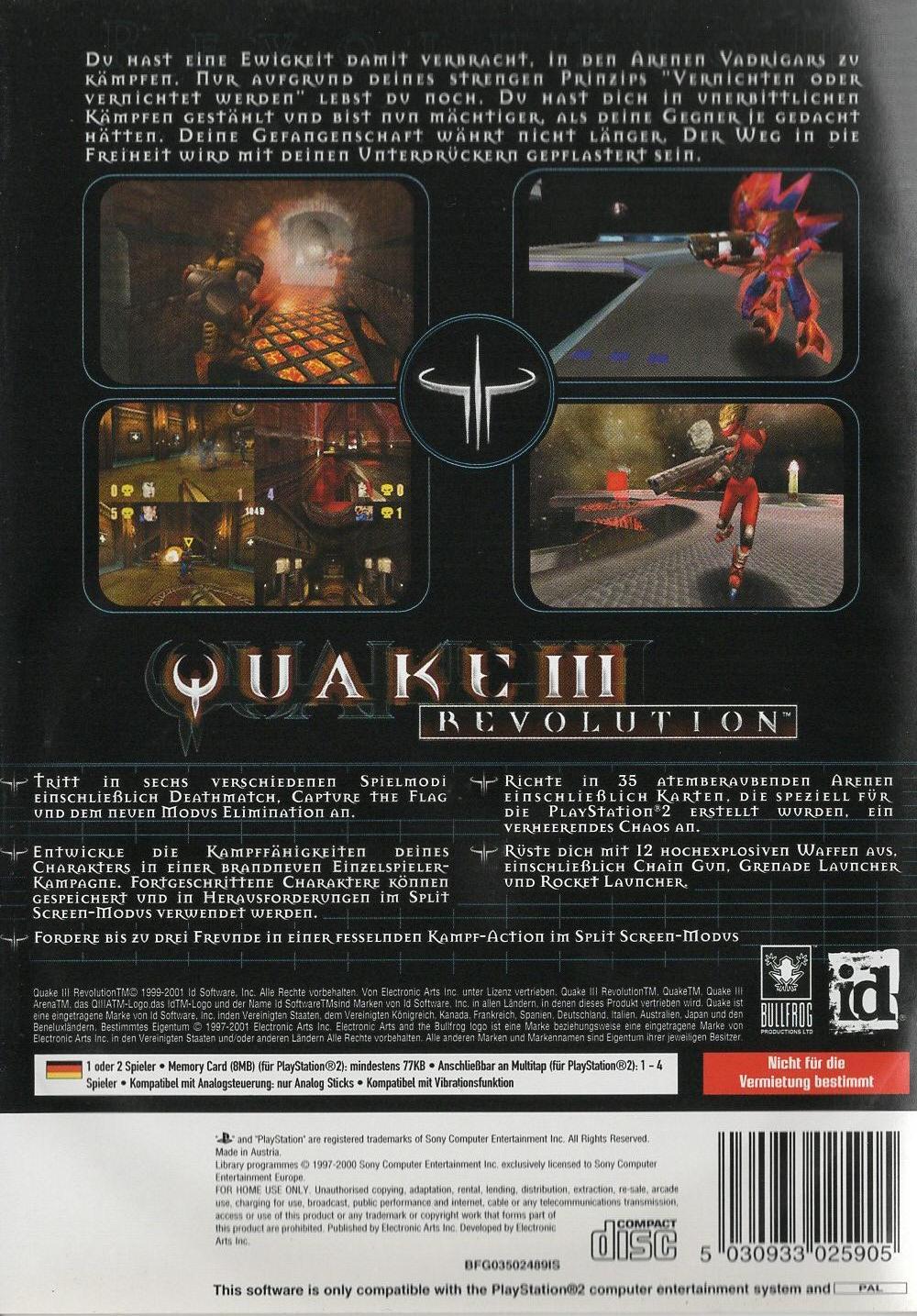 Quake III Revolution - PlayStation 2 Rückseite