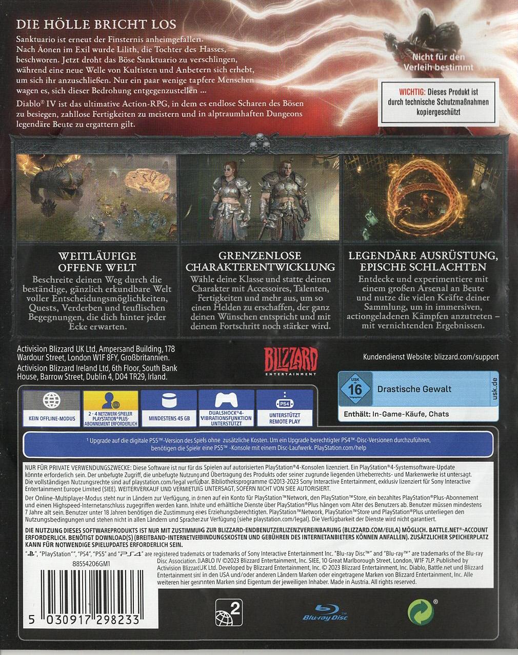 Diablo IV - PlayStation 4 Rückseite
