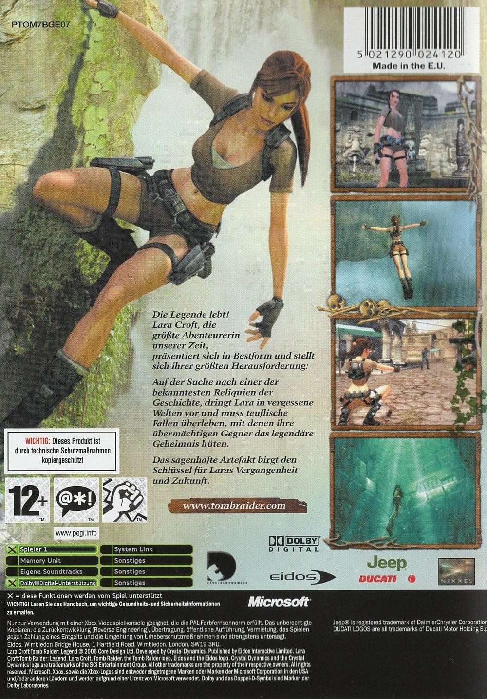 Lara Croft Tomb Raider: Legend - Xbox Rückseite