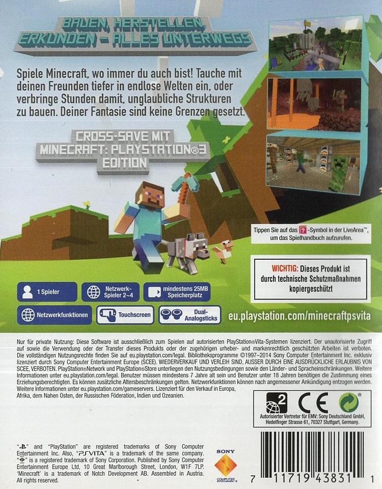 Minecraft: PlayStation Vita Edition - PlayStation Vita Rückseite