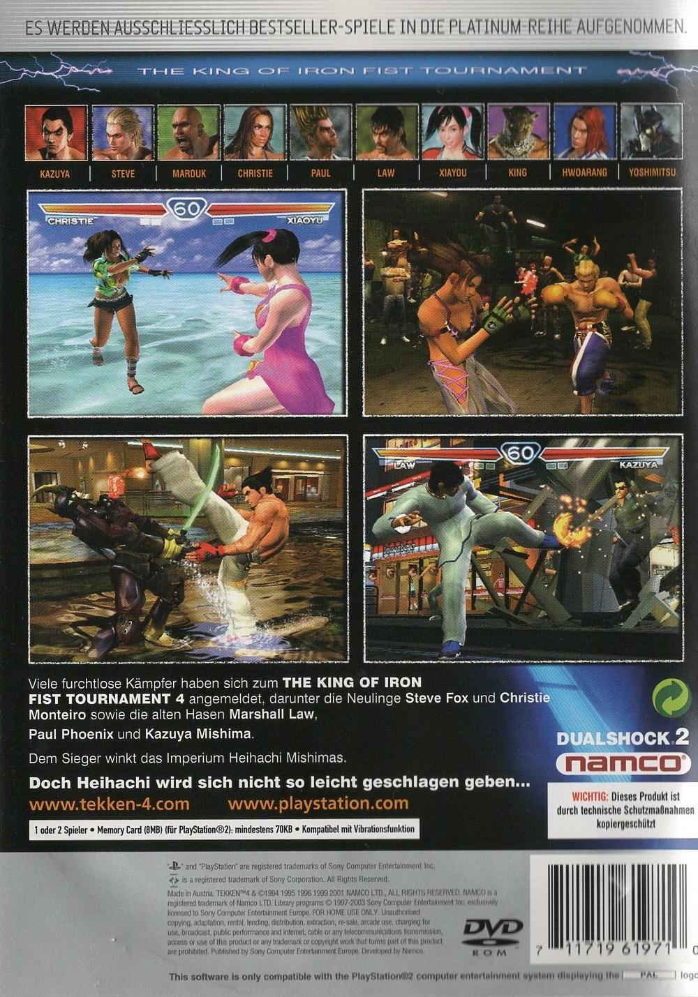 Tekken 4 - PlayStation 2 Rückseite