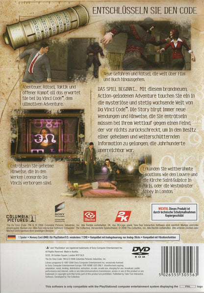 The Da Vinci Code - PlayStation 2 Rückseite