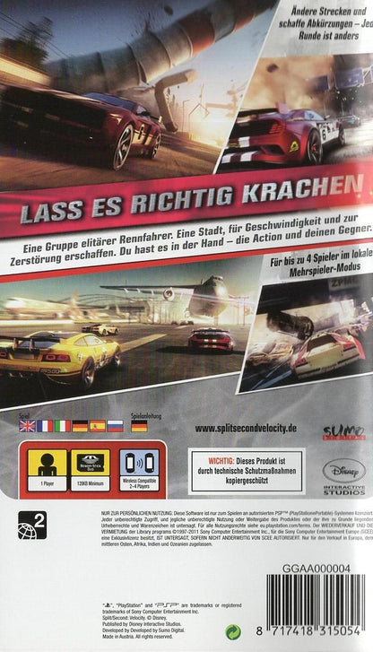 Split/Second: Velocity - PlayStation Portable Rückseite