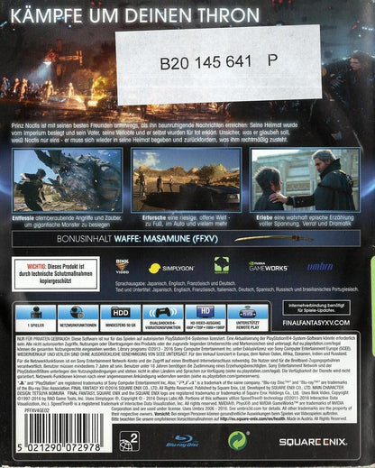 Final Fantasy XV - PlayStation 4 Rückseite