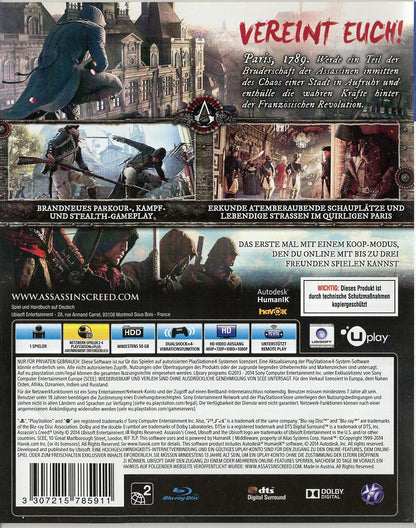 Assassin's Creed Unity - PlayStation 4 Rückseite