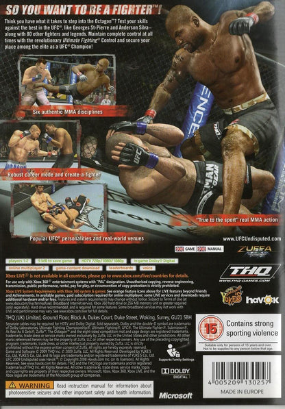 UFC 2009 Undisputed - Xbox 360 Rückseite