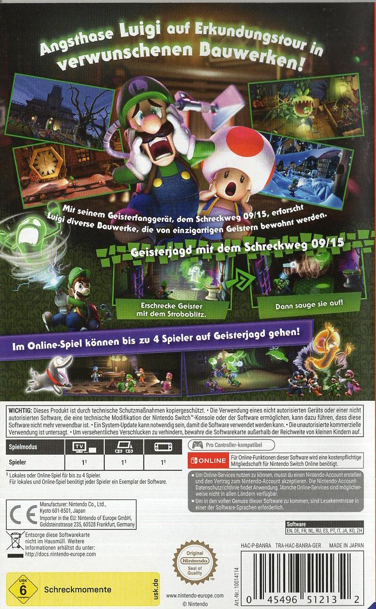 Luigi's Mansion 2 HD - Nintendo Switch Rückseite
