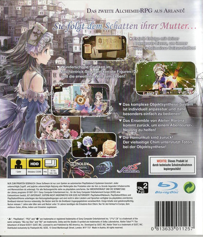 Atelier Totori: The Adventurer of Arland - PlayStation 3 Rückseite