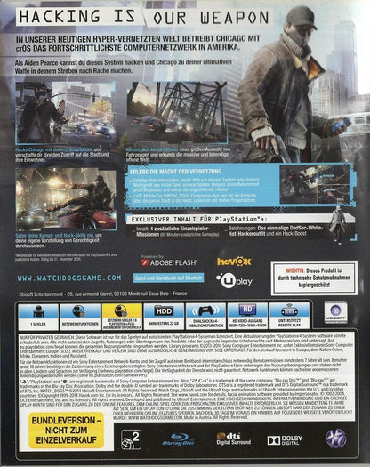 Watch Dogs - PlayStation 4 Rückseite