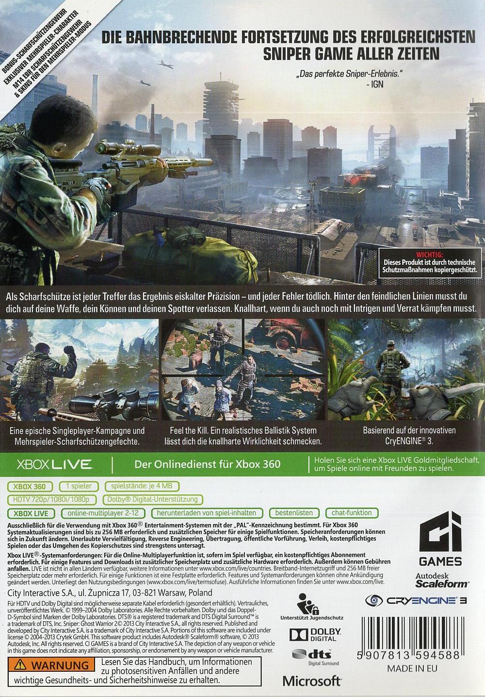 Sniper: Ghost Warrior 2 - Xbox 360 Rückseite