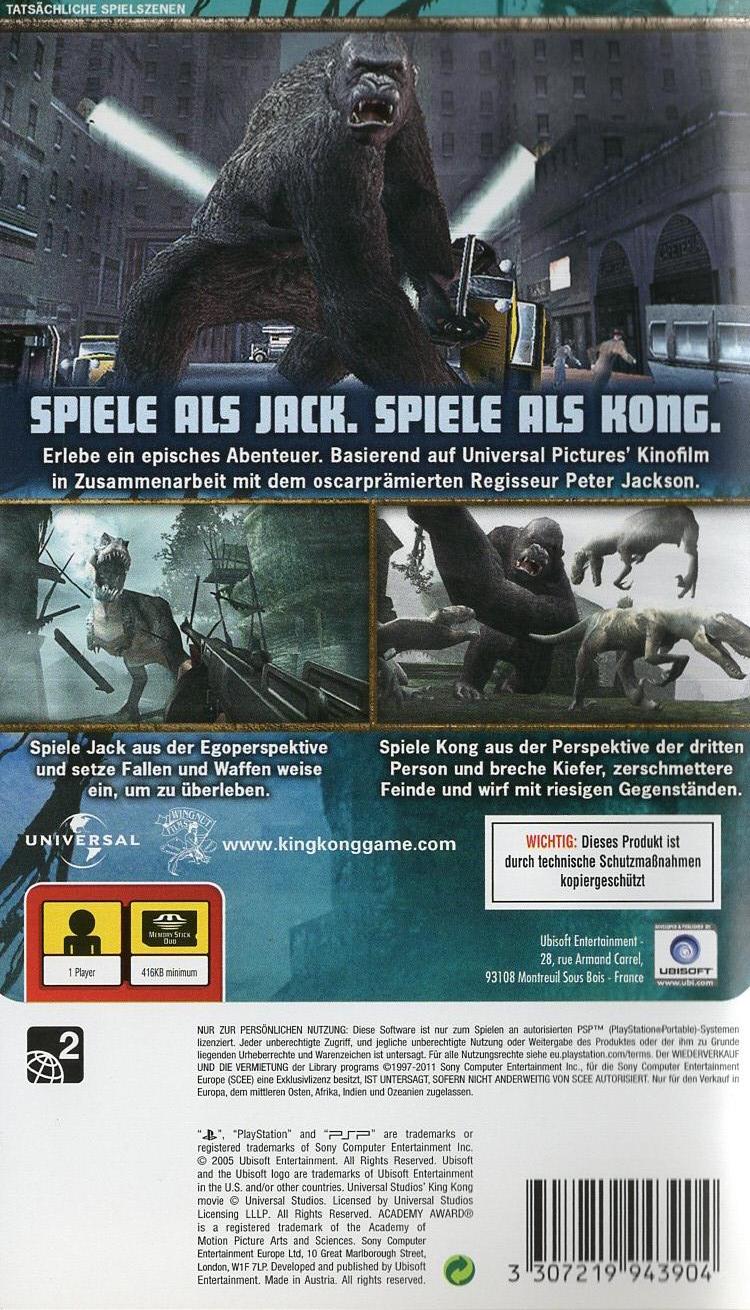 Peter Jackson's King Kong: The Official Game of the Movie - PlayStation Portable Rückseite