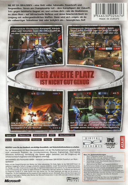 Unreal Championship - Xbox Rückseite