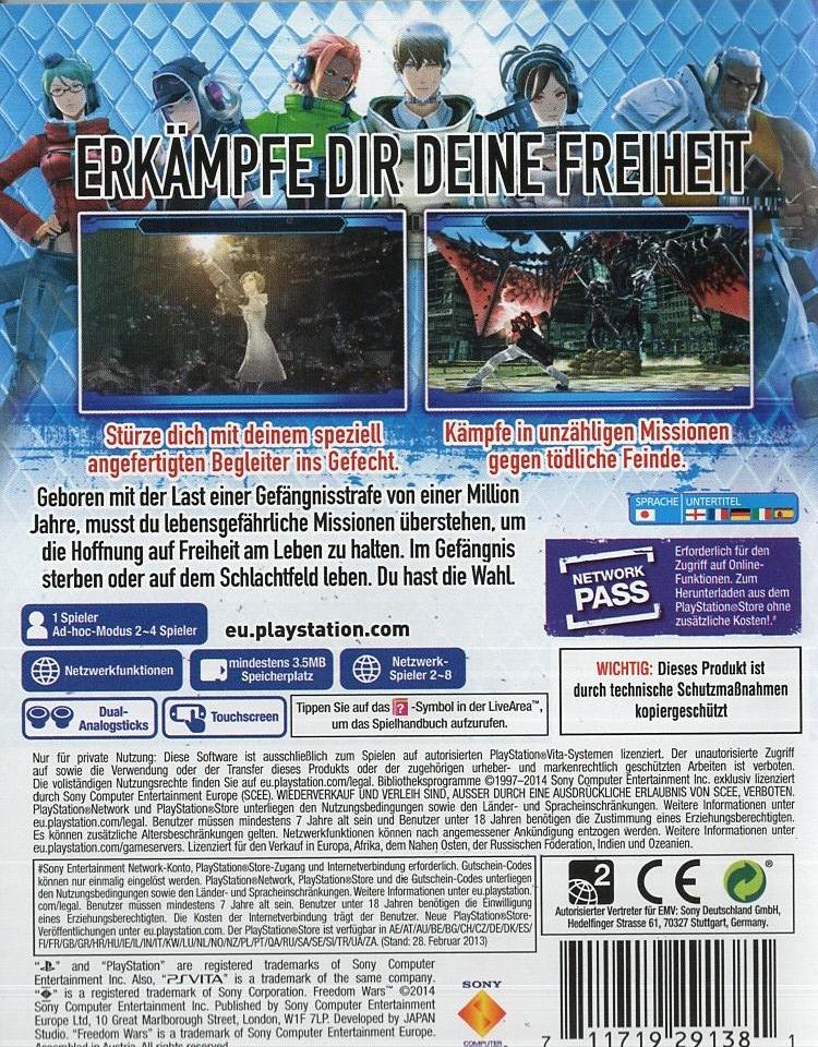 Freedom Wars - PlayStation Vita Rückseite