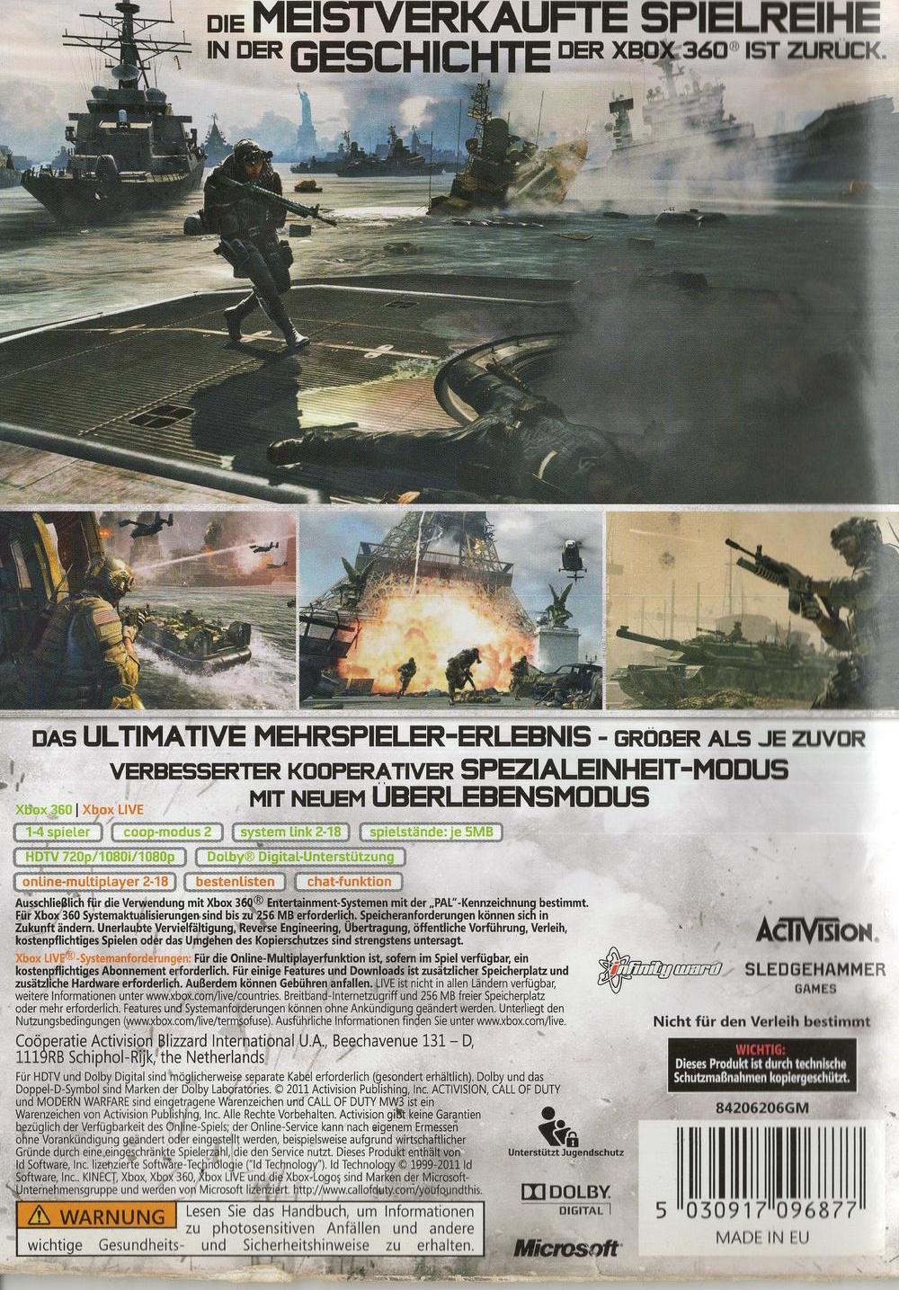 Call of Duty: Modern Warfare 3 - Xbox 360 Rückseite