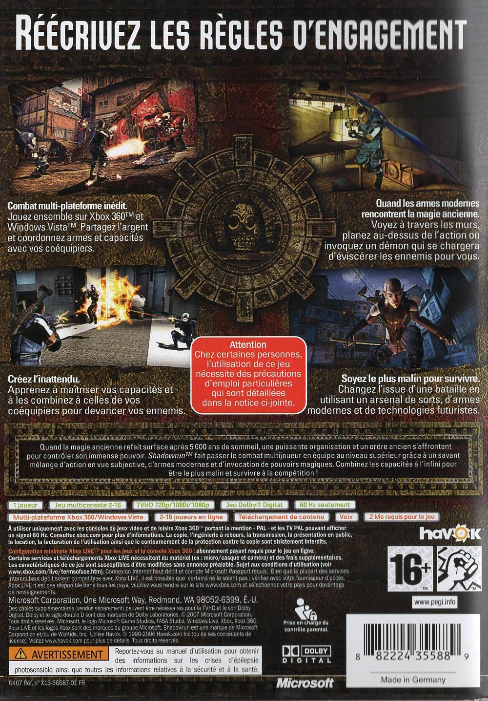 Shadowrun - Xbox 360 Rückseite