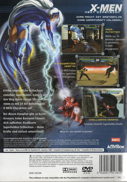 X-Men: Next Dimension - PlayStation 2 Rückseite