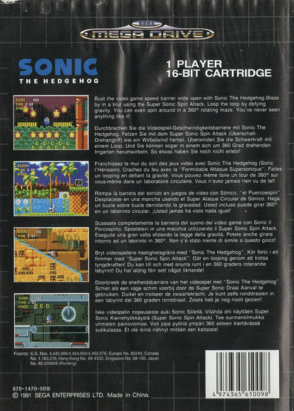 Sonic the Hedgehog - Sega Mega Drive Rückseite