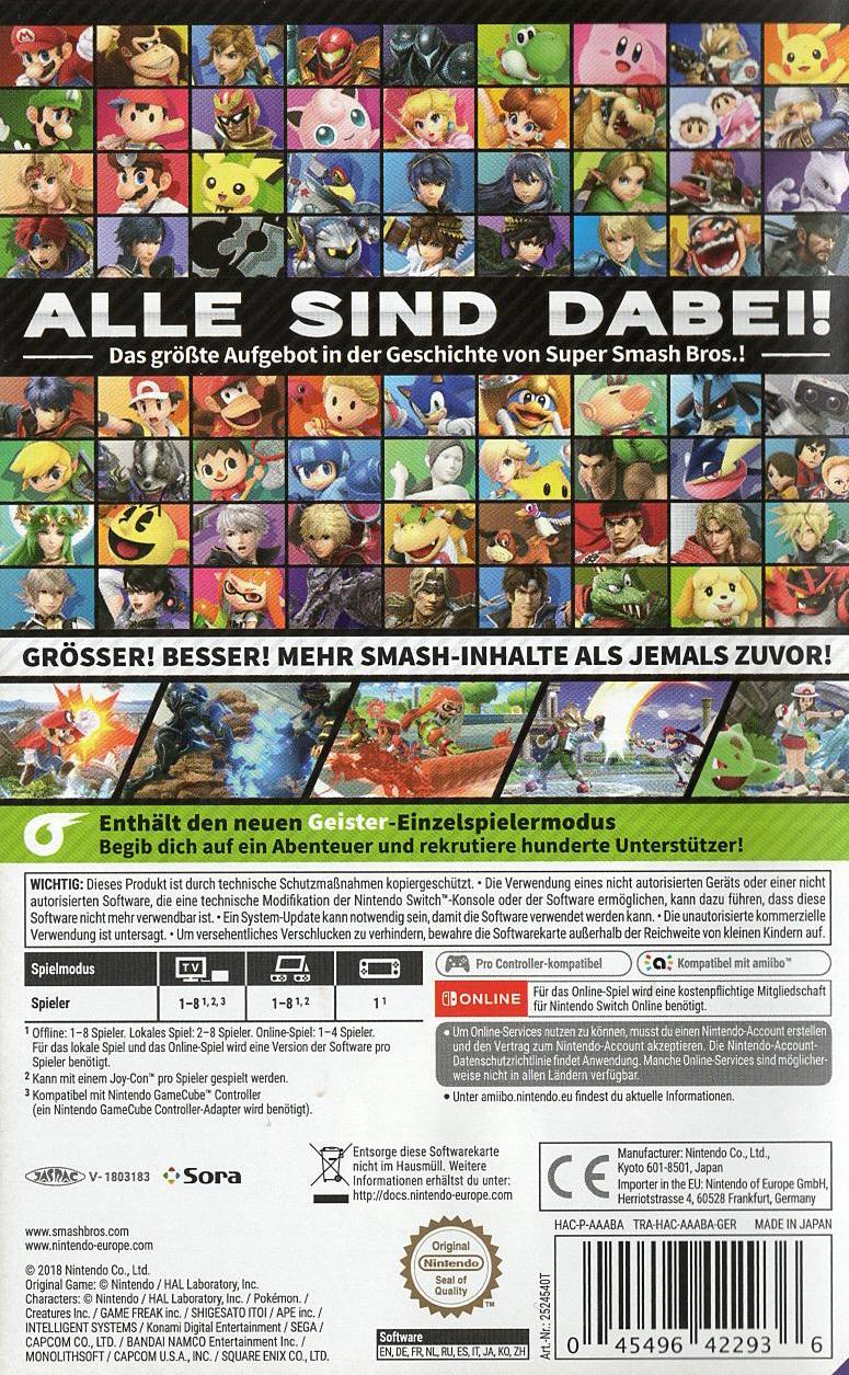 Super Smash Bros. Ultimate - Nintendo Switch Rückseite