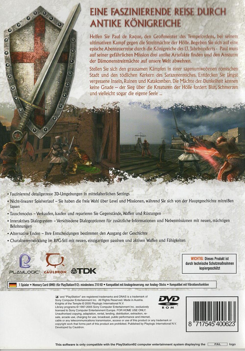 Knights of the Temple II - PlayStation 2 Rückseite