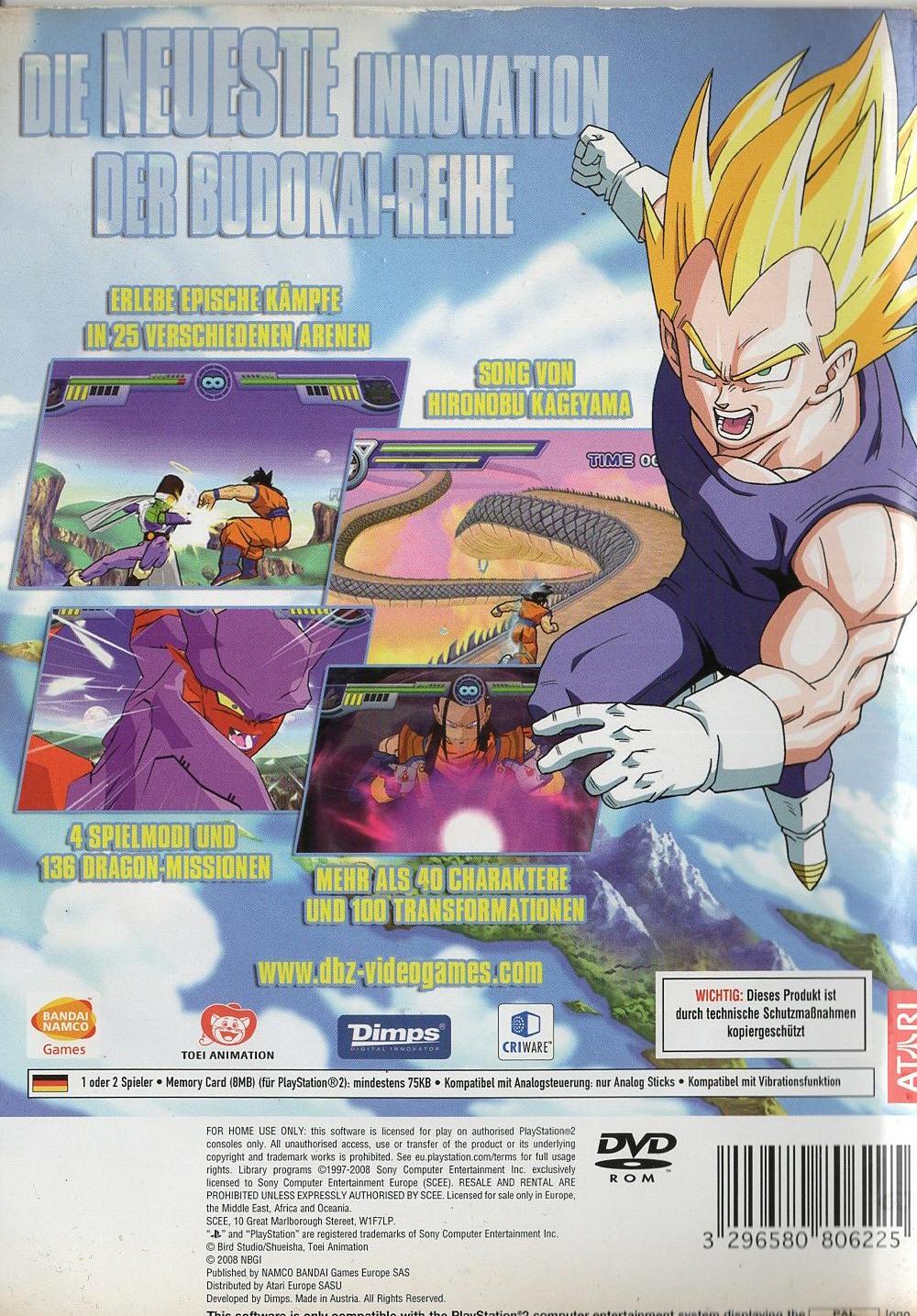 Dragon Ball Z: Infinite World - PlayStation 2 Rückseite