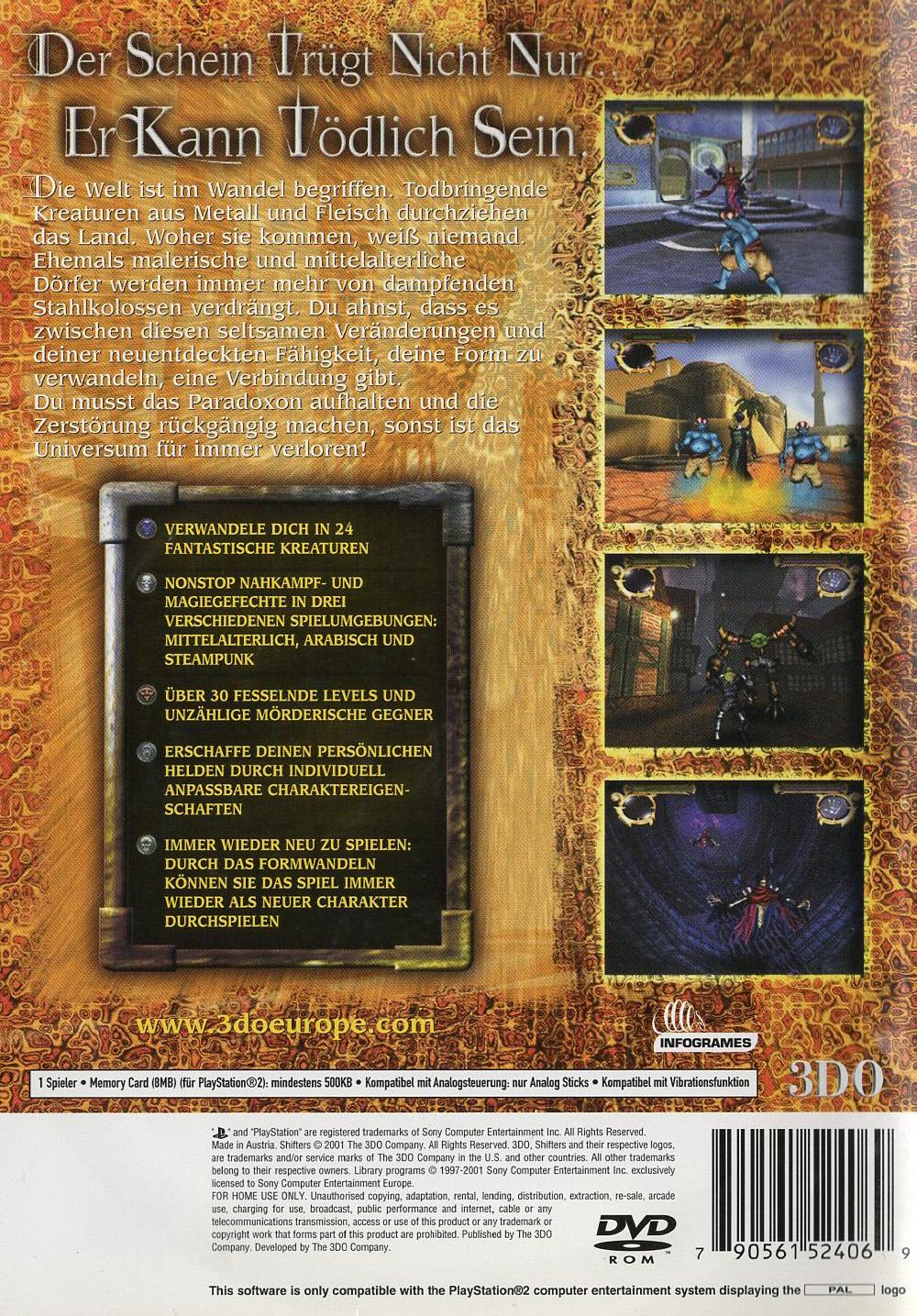 Shifters - PlayStation 2 Rückseite